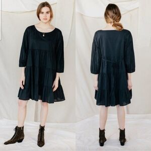 Voloshin Black Cotton Aurora Oversized Swing Dress